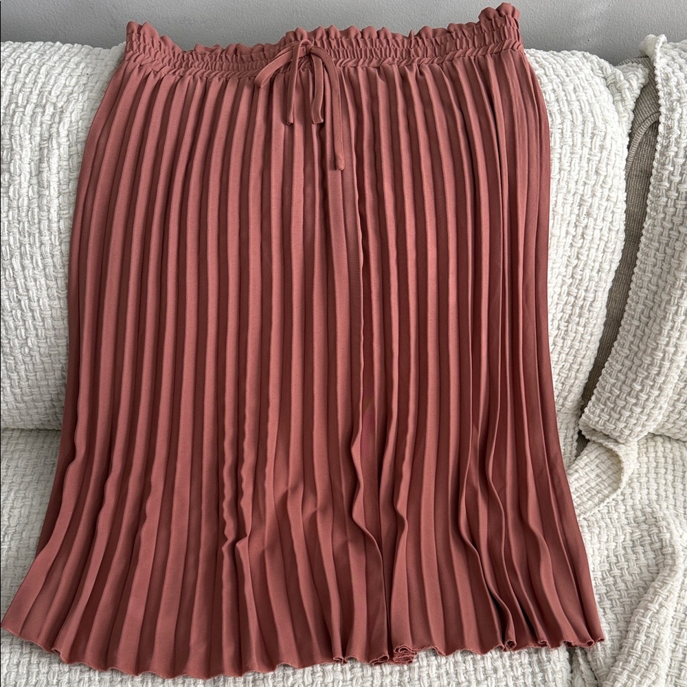 SHEIN Pleated A-Line Skirt in Warm Terracotta